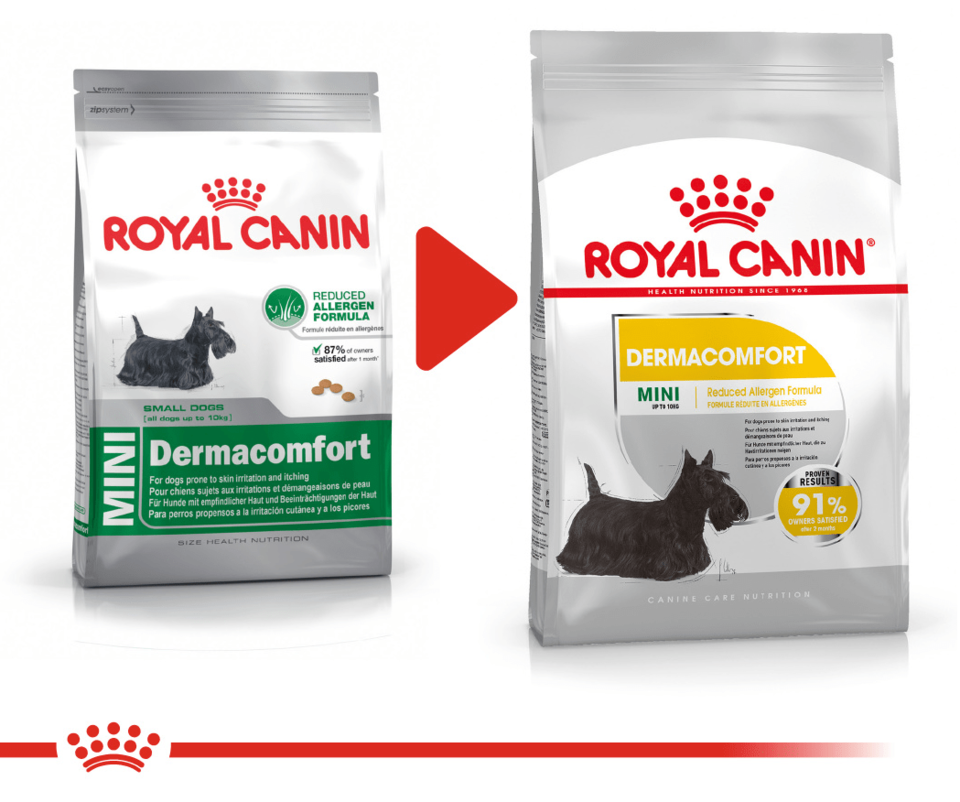 Royal Canin Mini Dermacomfort Hundefutter – 4 Kg, Spezielle Formel Für Empfindliche Haut, Mit Omega-3/6 Fettsäuren
