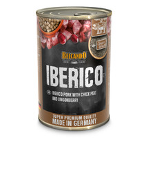 BELCANDO Iberico šlapias šunų maistas 400 g kiauliena, avinžirniai ir šilauogės