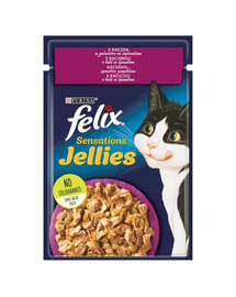 FELIX Sensations Jellies  Antiena drebučiuose želė su špinatais 26x85g drėgnas kačių maistas