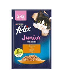 FRISKIES FANTASTIC Junior Vištiena drebučiuose 85 g šlapias maistas kačiukams