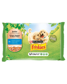 FRISKIES Vitafit Junior su vištiena ir morkomis padaže 40x100g šlapias šuniukų maistas