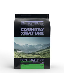 DR PETCARE Country&Nature Lamb with Turkey Recipe 3 kgMaistas mažų ir vidutinių veislių ėriukų ir kalakutų šunims