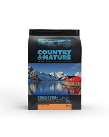 DR PETCARE Country&Nature Ocean White Fish Recipe 3 kg Šunų maistas vidutinių ir didelių veislių šunims Baltosios jūros žuvys