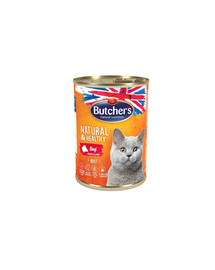 BUTCHER'S Natural&Healthy Cat su jautienos gabaliukais 400 g