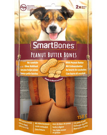 SmartBones Peanut Butter medium vnt kramtukas žemės riešutų sviestas vidutinės veislės šunims + PET NOVA DOG LIFE STYLE kamuoliukas ežiukas, 6,5 cm raudonas