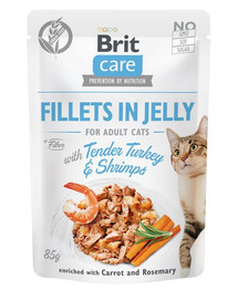 BRIT Care Cat Fillets in Jelly Tender Turkey & Shrimps 85 g kalakutiena ir krevetės