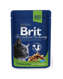 BRIT Premium Adult sterilised su vištiena kastruotoms katėms 24 x 100 g