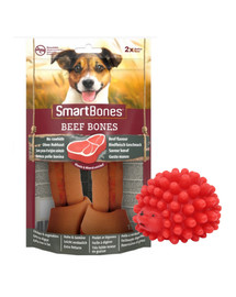 SmartBones Beef medium 2 kramtukai vidutinės veislės šunims, jautiena + PET NOVA DOG LIFE STYLE kamuoliukas ežiukas, 6,5 cm raudonas