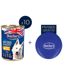 BUTCHER'S Natural&Healthy Dog  z kurczakiem i ryżem pasztet 10x390g  10x390g + frisbee lėkštė NEMOKAMAI