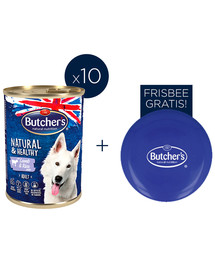BUTCHER'S Natural&Healthy Dog su aviena ir ryžių paštetu 390g +frisbee lėkštė NEMOKAMAI