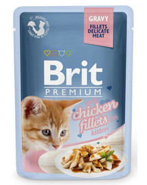 BRIT Premium Kitten Fillets in Gravy vištiena kačiukams 24 x 85g