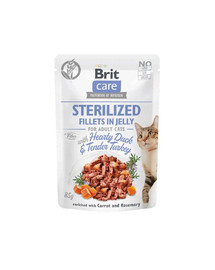 BRIT Care Sterilized Fillets in Jelly Duck&Turkey 24 x 85 g su antiena ir kalakutiena sterilizuotoms katėms