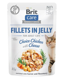 BRIT Care Fillets in Jelly Choice Chicken&Cheese 24 x 85 g vištiena ir sūris