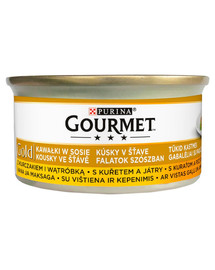 GOURMET Gold su vištiena ir kepenimis padaže 24x85g šlapias kačių maistas