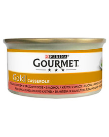 GOURMET Gold Casserole su antiena ir kalakutiena padaže 24x85g drėgnas maistas katėms