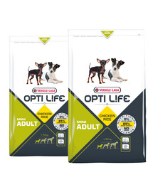VERSELE LAGA Opti Life Adult Mini Suaugusiems mažų ir miniatiūrinių veislių šunims paukščiena 15 kg (2 x 7,5 kg)