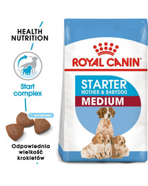 ROYAL CANIN Medium Starter Mother & Baby Dog 15 kg sausas ėdalas nėščioms ir žindančioms kalėms ir šuniukams, nuo 4 iki 8 savaičių, vidutinių veislių
