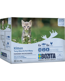 BOZITA Kitten Multibox Meat&Fish Menu kačiukams 12 x 85 g