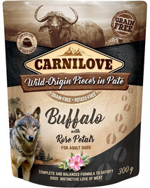 CARNILOVE Dog Paté Buffalo with Rose Petals 12 x 300g Buivolas su rožių žiedlapiais