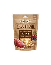 CARNILOVE RAW Freeze-dried duck&red fruits 40 g antis ir raudonieji vaisiai