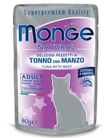 MONGE Kačių maistas Tunas su jautiena 80 g