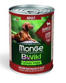 MONGE BWild grain free Šunų maistas su aviena 400g