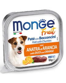 MONGE Fruit Dog Paštetas su antiena ir apelsinu 100g