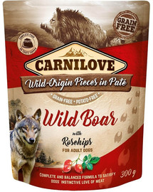 CARNILOVE Dog Paté Wild Boar with Rosehips 300g šlapias šunų maistas šerna su erškėtuogėmis