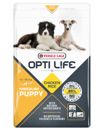 VERSELE LAGA Opti Life Puppy Medium - ėdalas vidutinių veislių šuniukams su vištiena ir ryžiais 12,5 kg