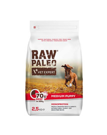 VETEXPERT Raw Paleo Beef puppy medium 2,5kg vidutinių veislių šuniukams