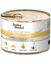 DOLINA NOTECI Premium Junior mažų veislių su vištų skrandžiais ir veršienos kepenėlėmis 185 g x 10 vnt.