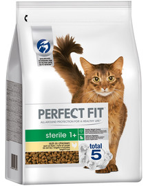PERFECT FIT Sterilus 1+ gausus vištienos kiekis suaugusioms katėms po kastracijos 3 x 2,8 kg