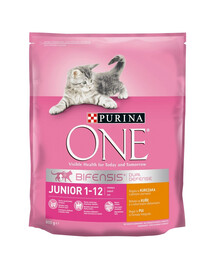 PURINA ONE JUNIOR su vištiena ir neskaldytais grūdais 800 g