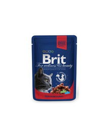 BRIT Premium Cat Adult paketėliai su padažu katėms 24 x 100 g