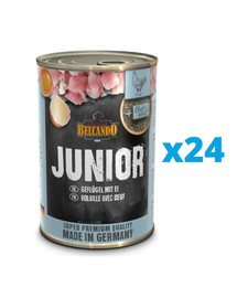 BELCANDO Super Premium Junior Paukštiena, kiaušiniai 24x400 g šlapias šunų maistas