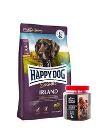 HAPPY DOG Supreme irland 12.5 kg + mokymo skanėstai su kiškiu 300 kg
