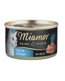 MIAMOR Feline Filets tuno ir krevečių filets su savo padažu 100 g