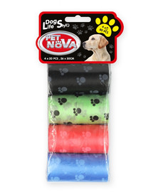 PET NOVA Dog Lifestyle maišeliai ekskrementams 4 rulonai x 20 vnt.