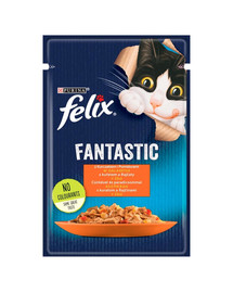 FRISKIES FANTASTIC Vištiena su pomidorais drebučiuose 85 g drėgnas kačių maistas
