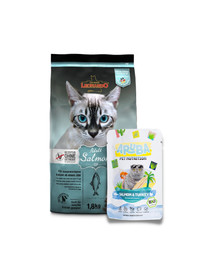 LEONARDO Adult GF lašiša 7,5 kg + ARUBA Cat Organic 70 g