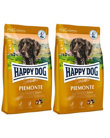 HAPPY DOG Supreme Piemonte - antis, kaštonas, žuvis 8 kg (2 x 4 kg)