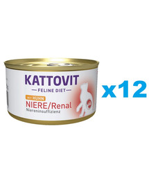 KATTOVIT Feline Diet Niere/Renal Chicken vištiena 12 x 85 g