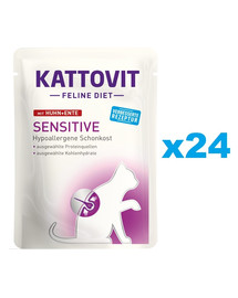 KATTOVIT Feline Diet Sensitive Vištiena ir antiena 24 x 85 g