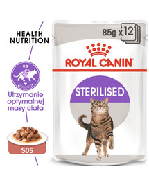 ROYAL CANIN Sterilised 24x85 g drėgnas maistas padaže suaugusioms sterilizuotoms katėms