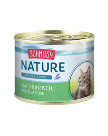 SCHMUSY Nature Tunas su daržovėmis drebučiuose 185 g drėgno ėdalo katėms