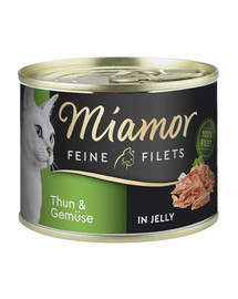 MIAMOR Feline Filets Tunas su daržovėmis drebučiuose 185 g kačių ėdalo