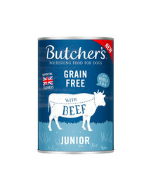 BUTCHER'S Original Junior, maistas šunims, jautienos gabalėliai drebučiuose , 400g