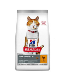 HILL'S Science Plan Young Adult Sterilised Cat Sausas kačių maistas su vištiena 10 kg