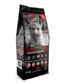 ALPHA SPIRIT  visavertis sausas minkštas maistas šuniukams 1,5 kg