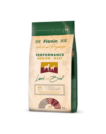 FITMIN Dog Nutritional Programme Medium Maxi Performance Lamb&Beef 12 kg sausas ėdalas labai aktyviems vidutinių ir didelių veislių šunims